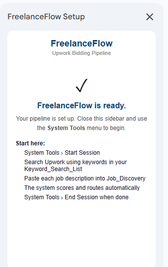 FreelanceFlow setup complete confirmation